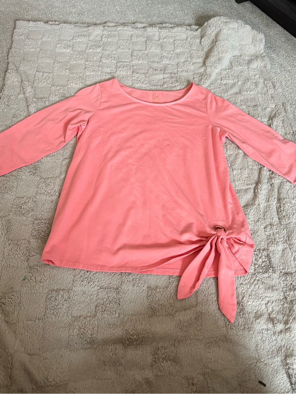 Elle Coral Pink Side-Tie Long Sleeve Top